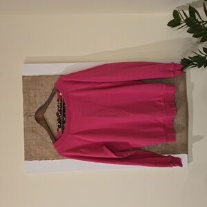 Crown and Ivy pink boat neck sweat shirt with leopard tie in back! Size LG